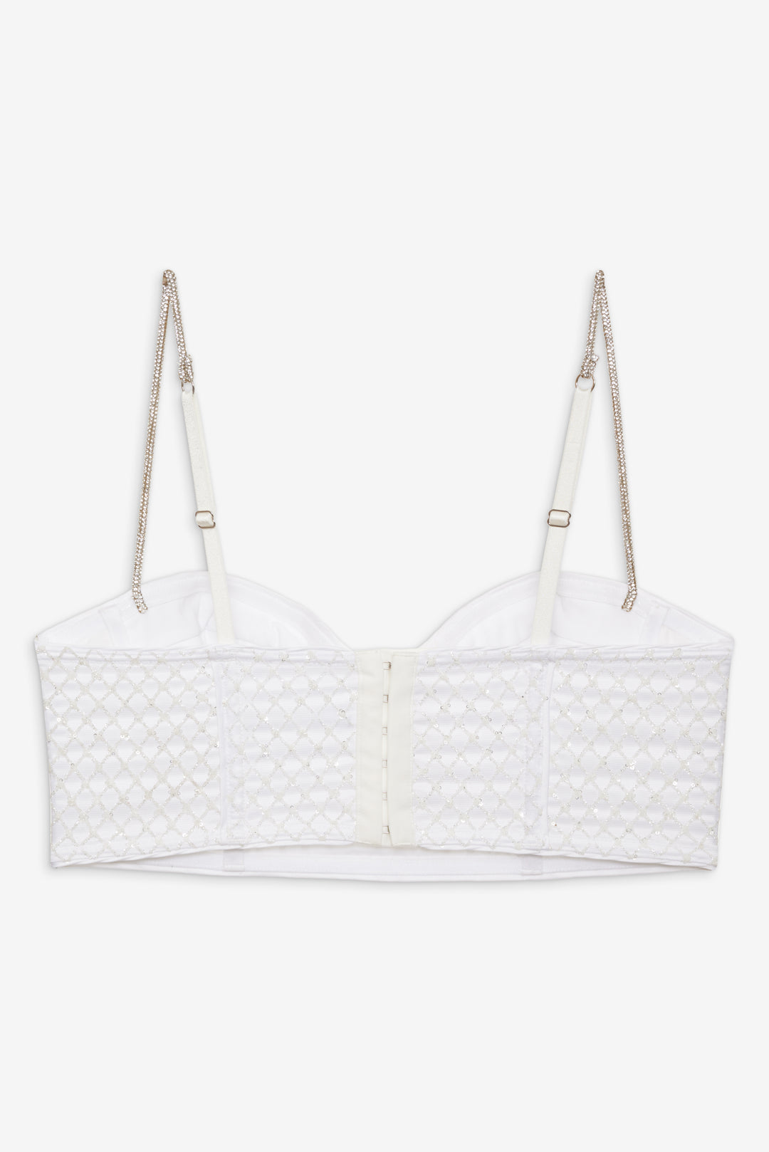 Women Glitter Grid Bustier Top - White