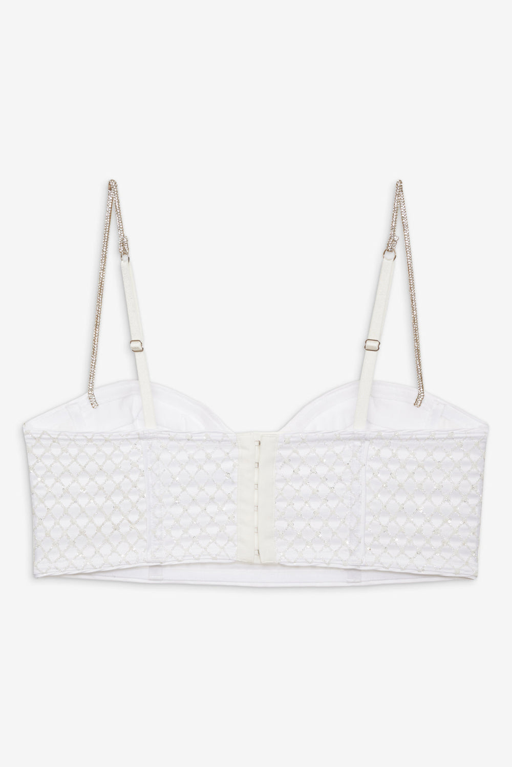 Women Glitter Grid Bustier Top - White