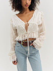 Women Jeanne Jacquard Top - Cream