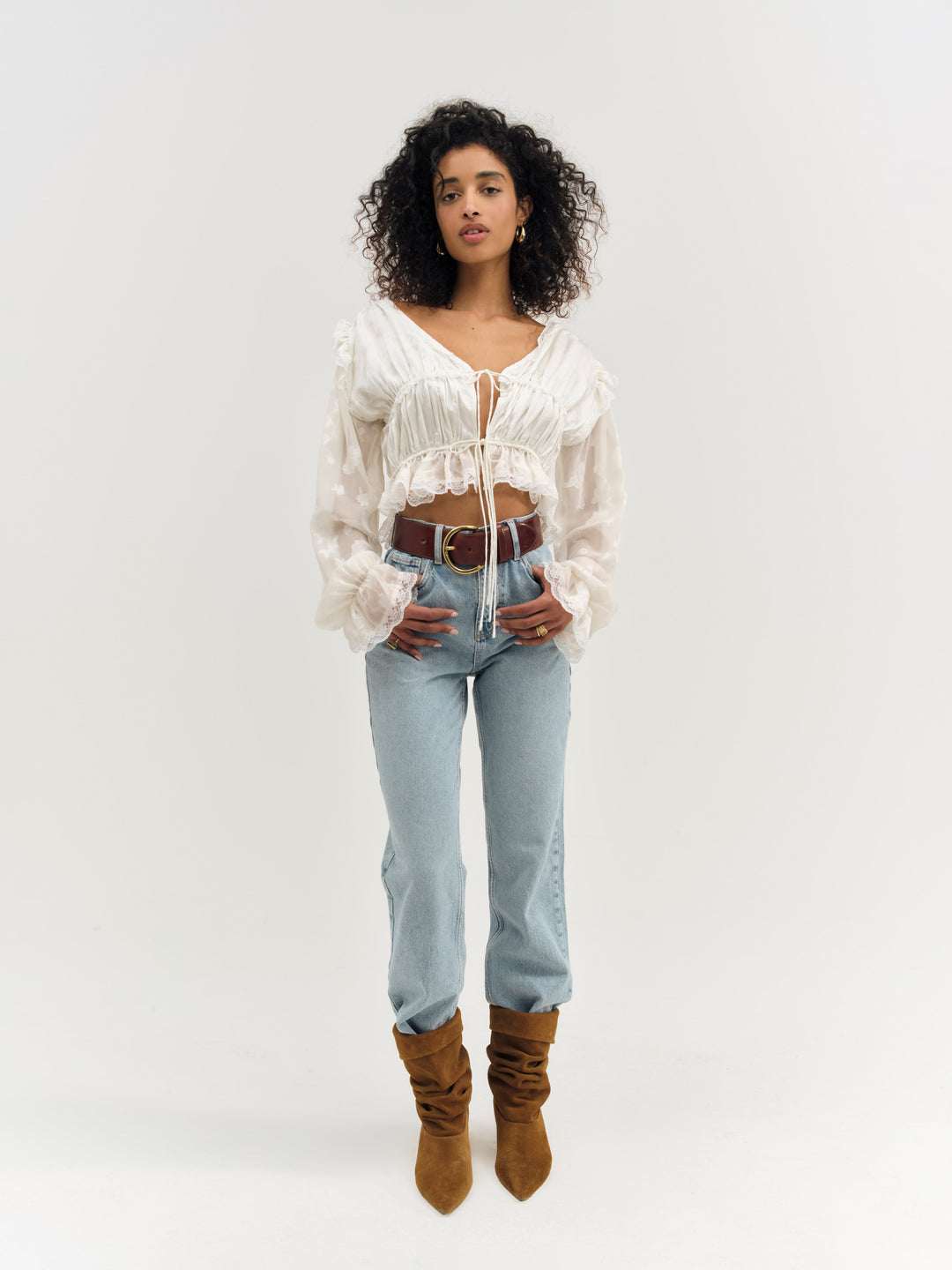 Women Jeanne Jacquard Top - Cream