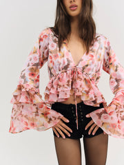 Women Fallen Floral Top - Pink