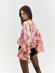 Women Fallen Floral Top - Pink