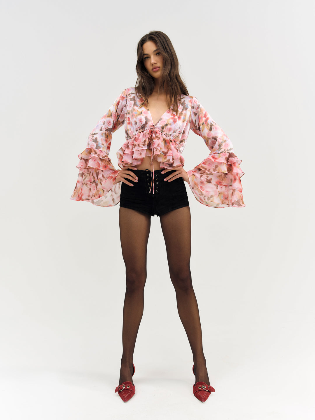 Women Fallen Floral Top - Pink
