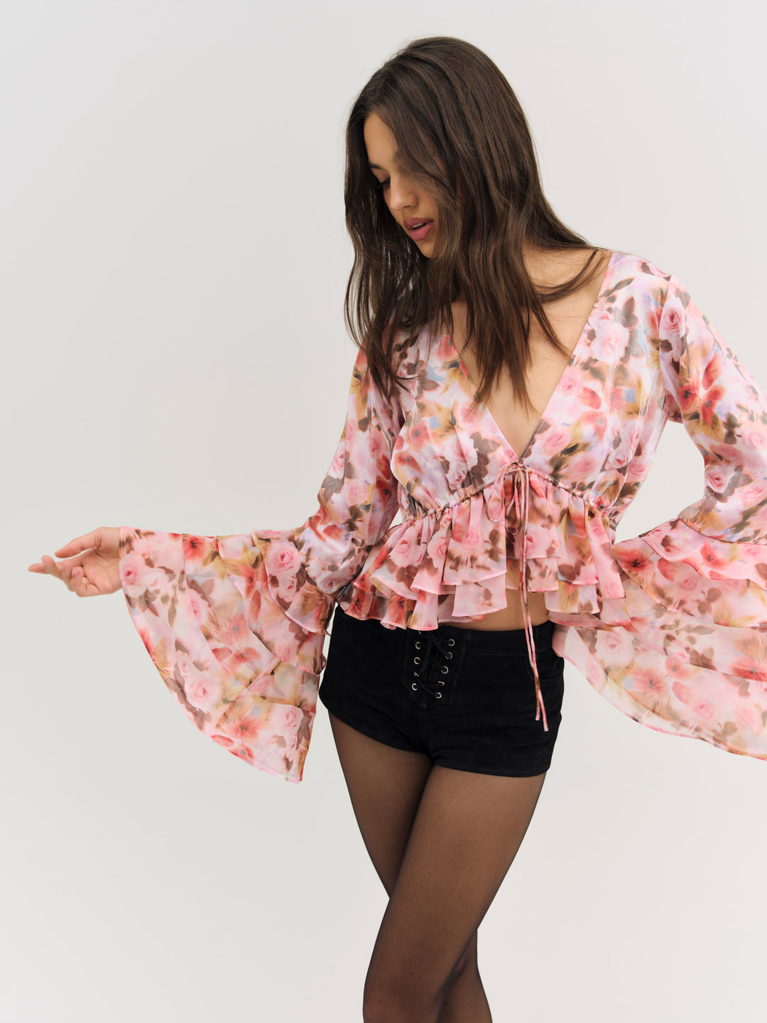 Women Fallen Floral Top - Pink
