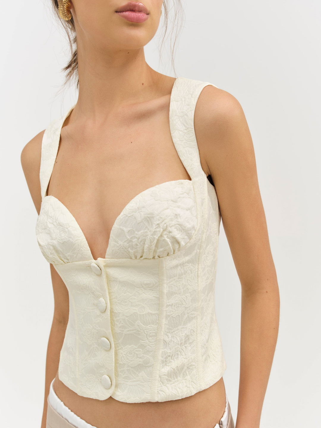 Women Rosie Jacquard Top - Cream