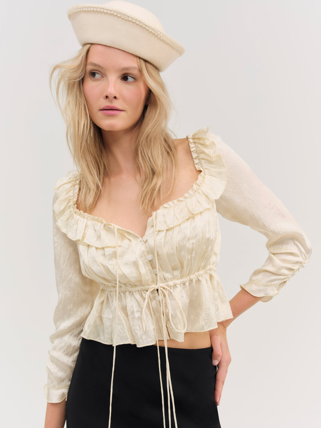 Women Clarissa Top - Cream