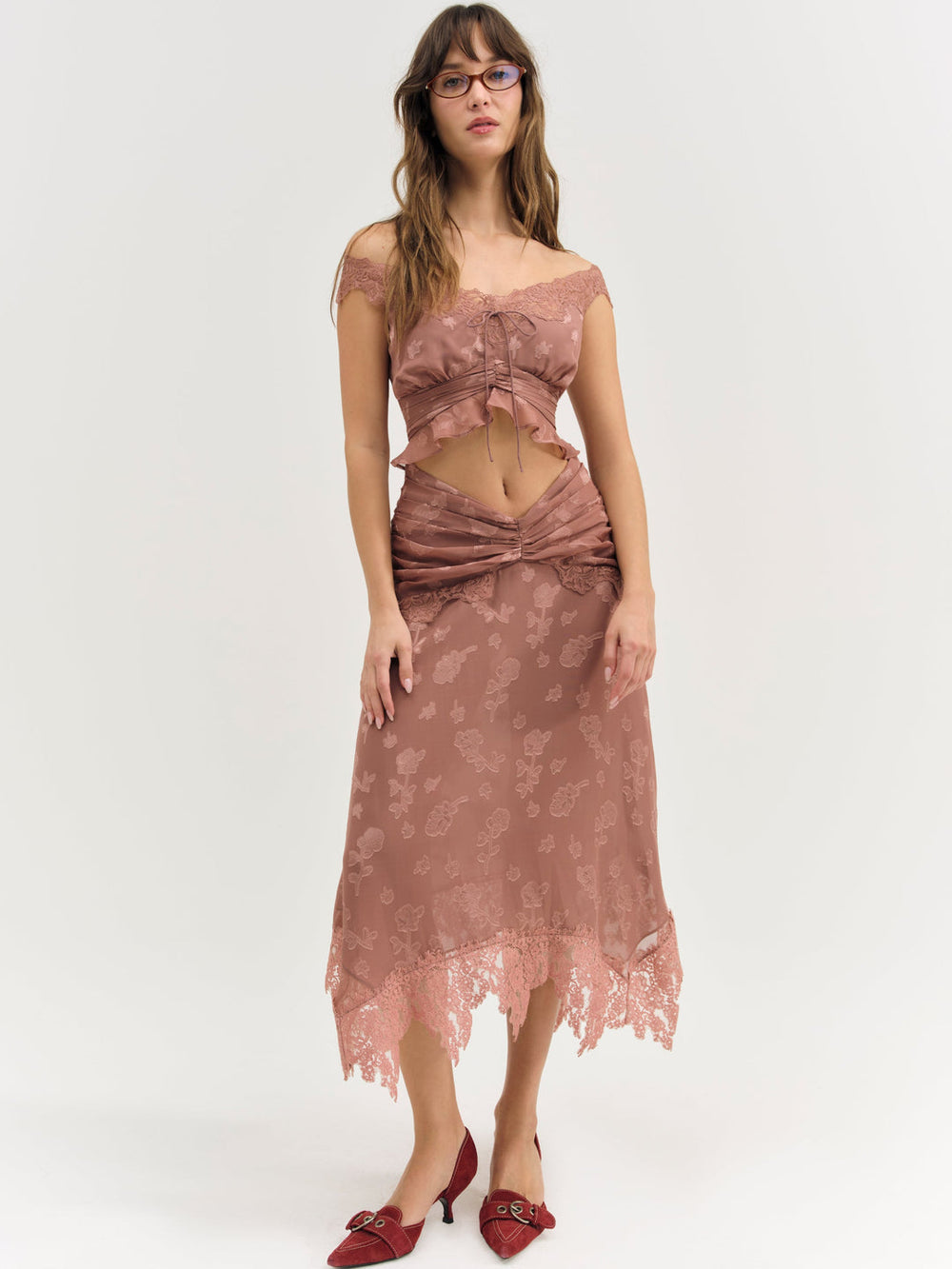Women Colette Satin Burnout Top - Mahogany