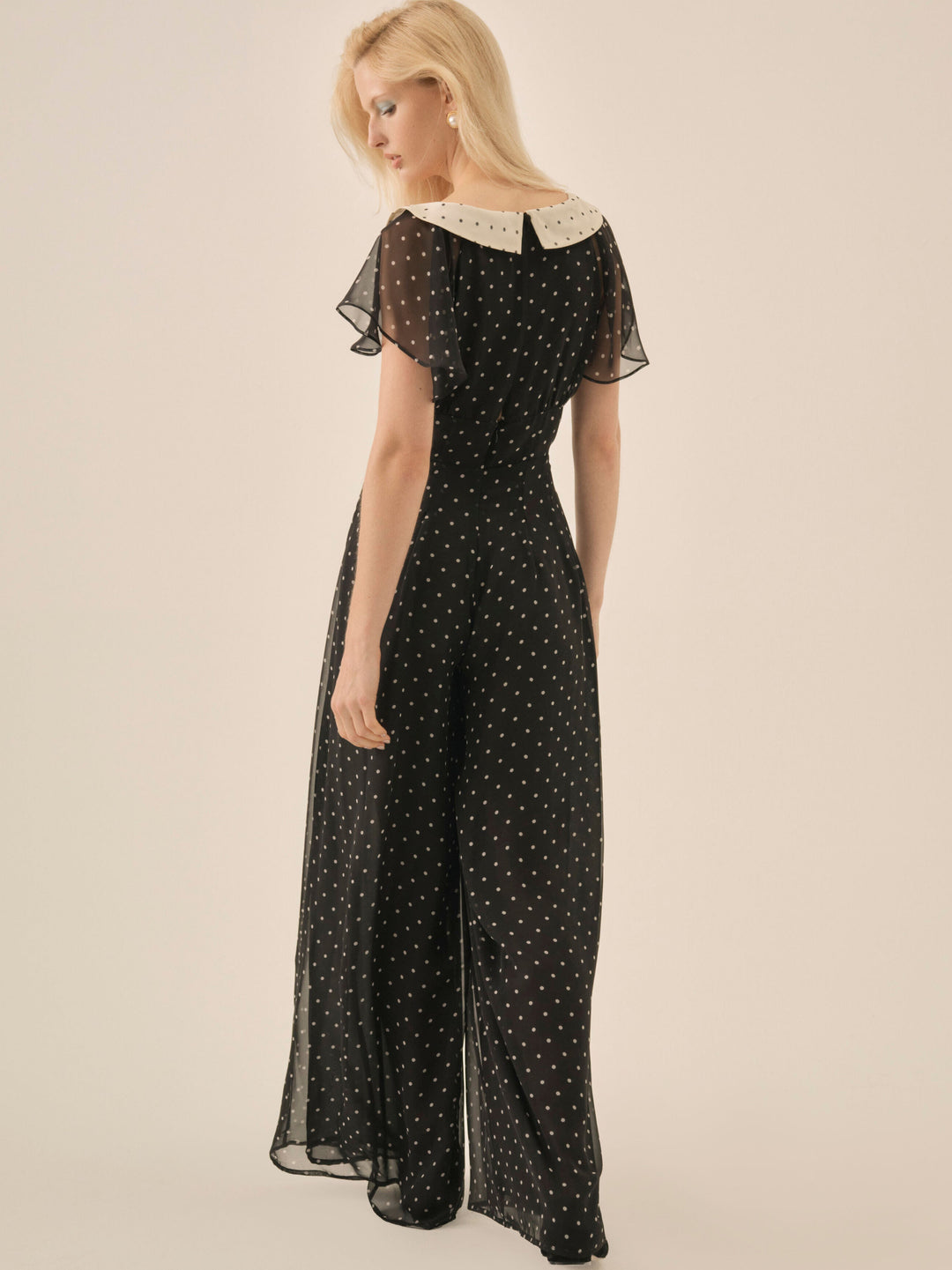 Women Dottie Dot Pantsuit - Black