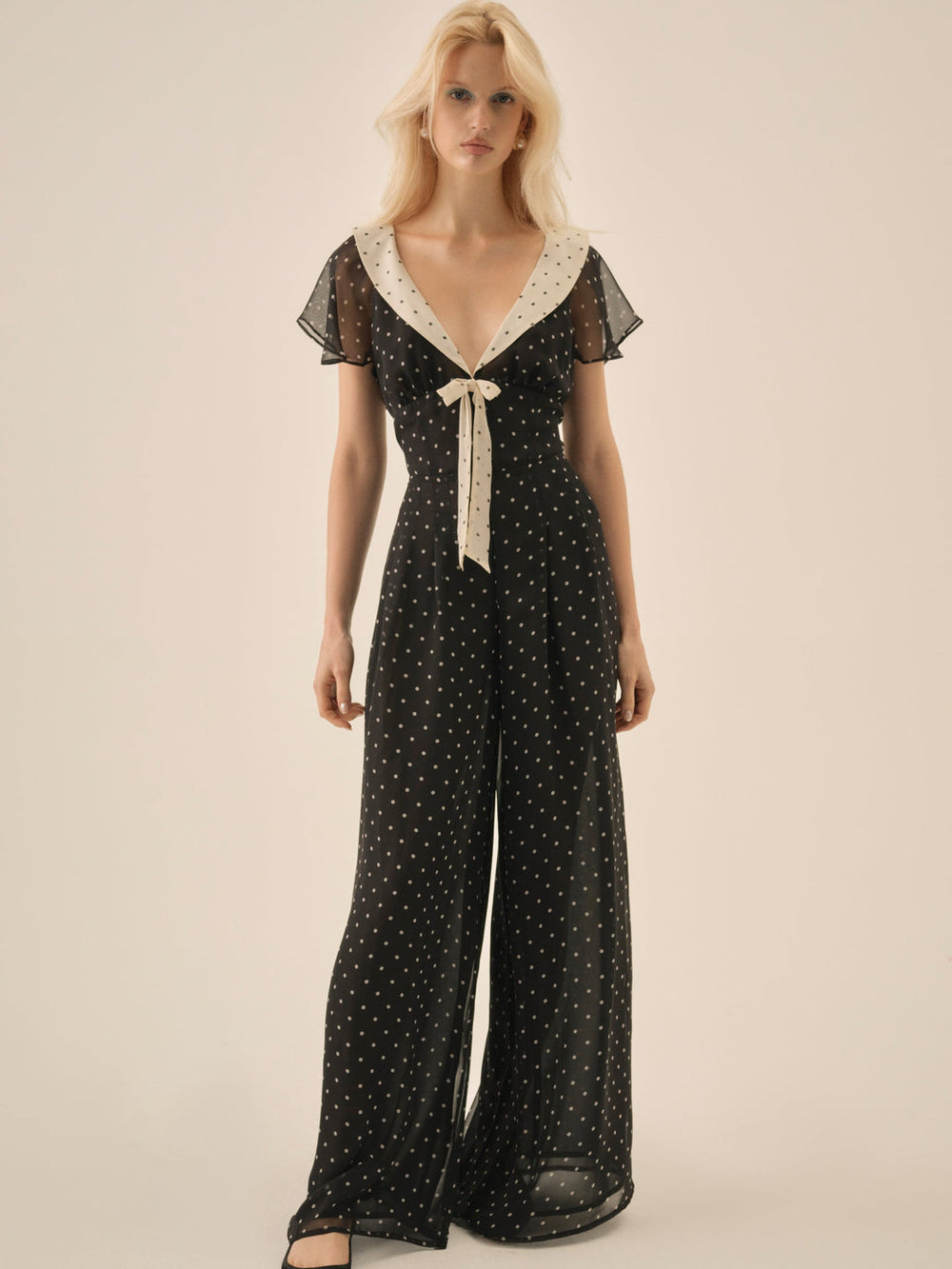 Women Dottie Dot Pantsuit - Black