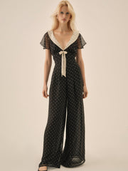 Women Dottie Dot Pantsuit - Black