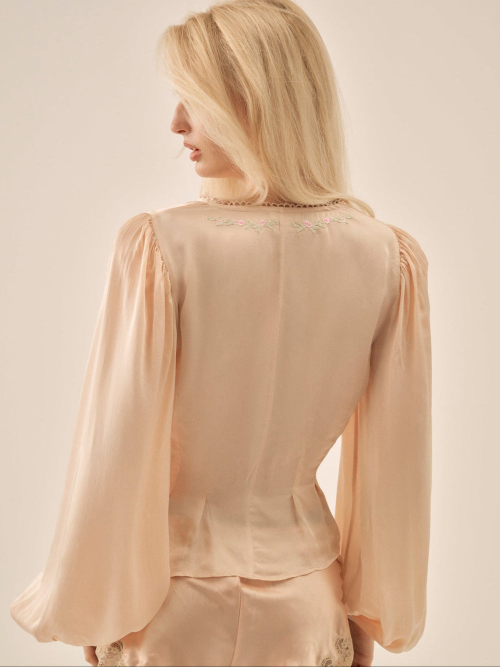 Women Betsy Bow Blouse - Pale Peach