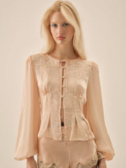 Women Betsy Bow Blouse - Pale Peach