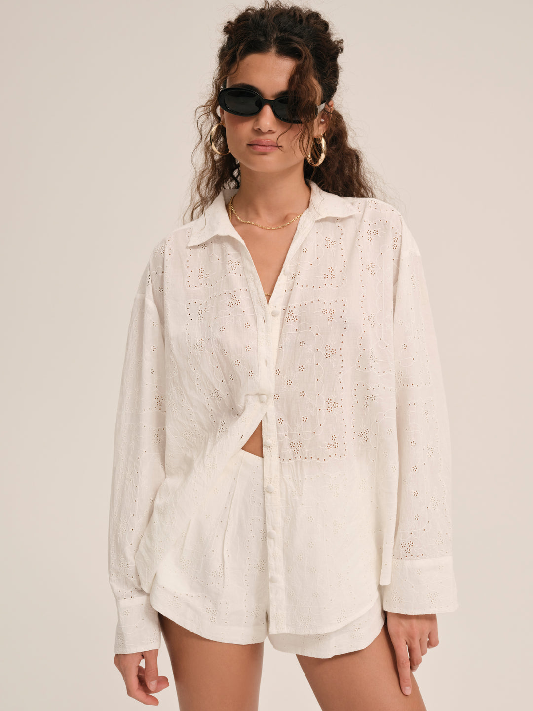 Women Handkerchief Button-Up Shirt - White