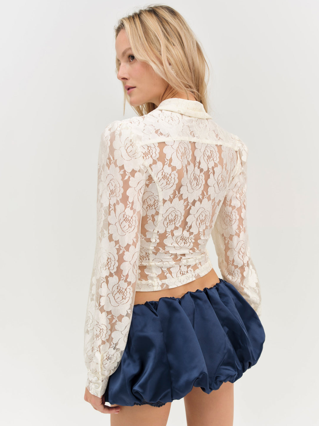 Women Claudia Rose Lace Button Down Top - Cream