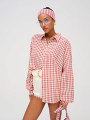 Women Georgia Gingham Button Down - Mauve