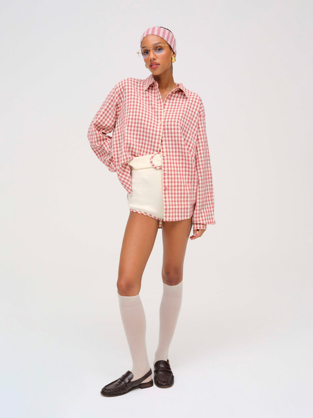 Women Georgia Gingham Button Down - Mauve