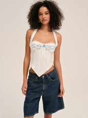 Women Tea Time Poplin Bustier - White