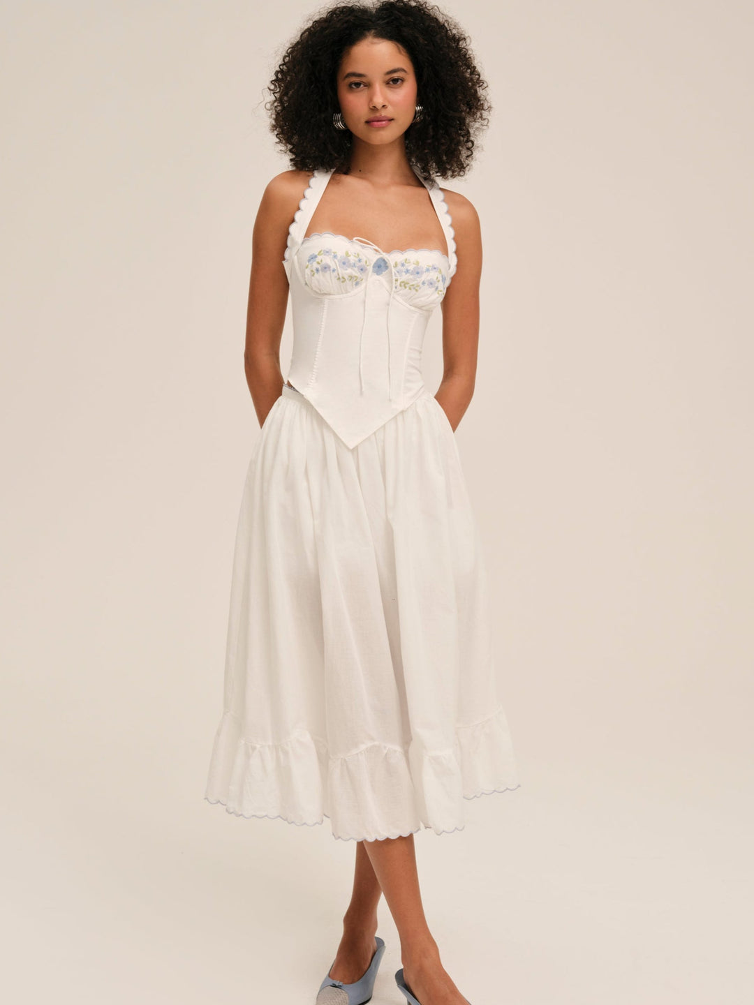 Women Tea Time Poplin Bustier - White