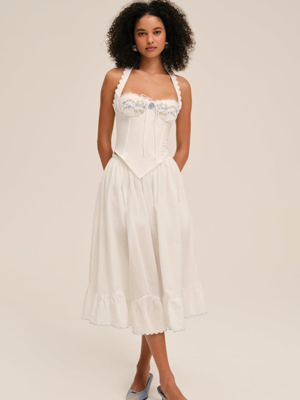 Women Tea Time Poplin Bustier - White