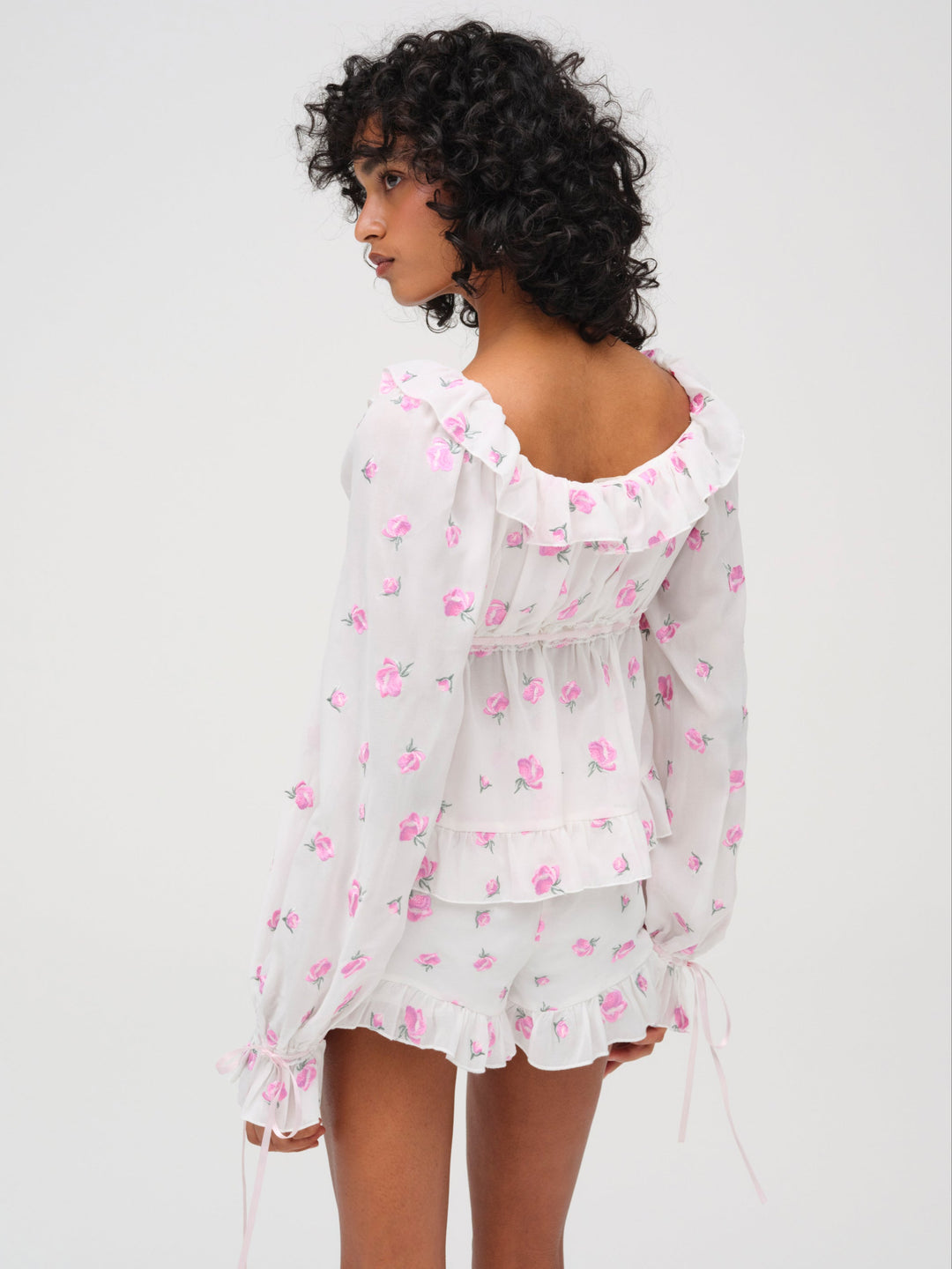 Women Fiona Floral Top - White