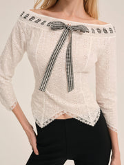 Women Rosie Ribbon Top - White