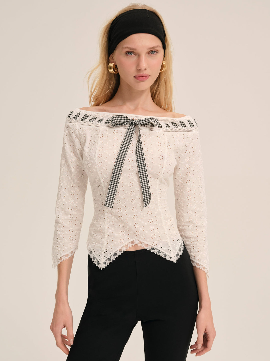 Women Rosie Ribbon Top - White