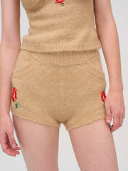 Women Grans Beaded Knit Short - Tan