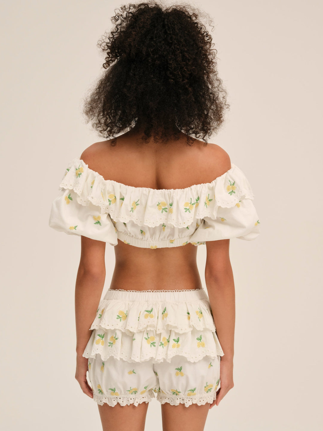 Women Lemon Spritz Crop Top - White