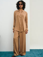 Women Clarabell Button Down Shirt - CAMEL