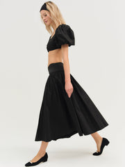 Women Helena Crop Poplin Top - Black