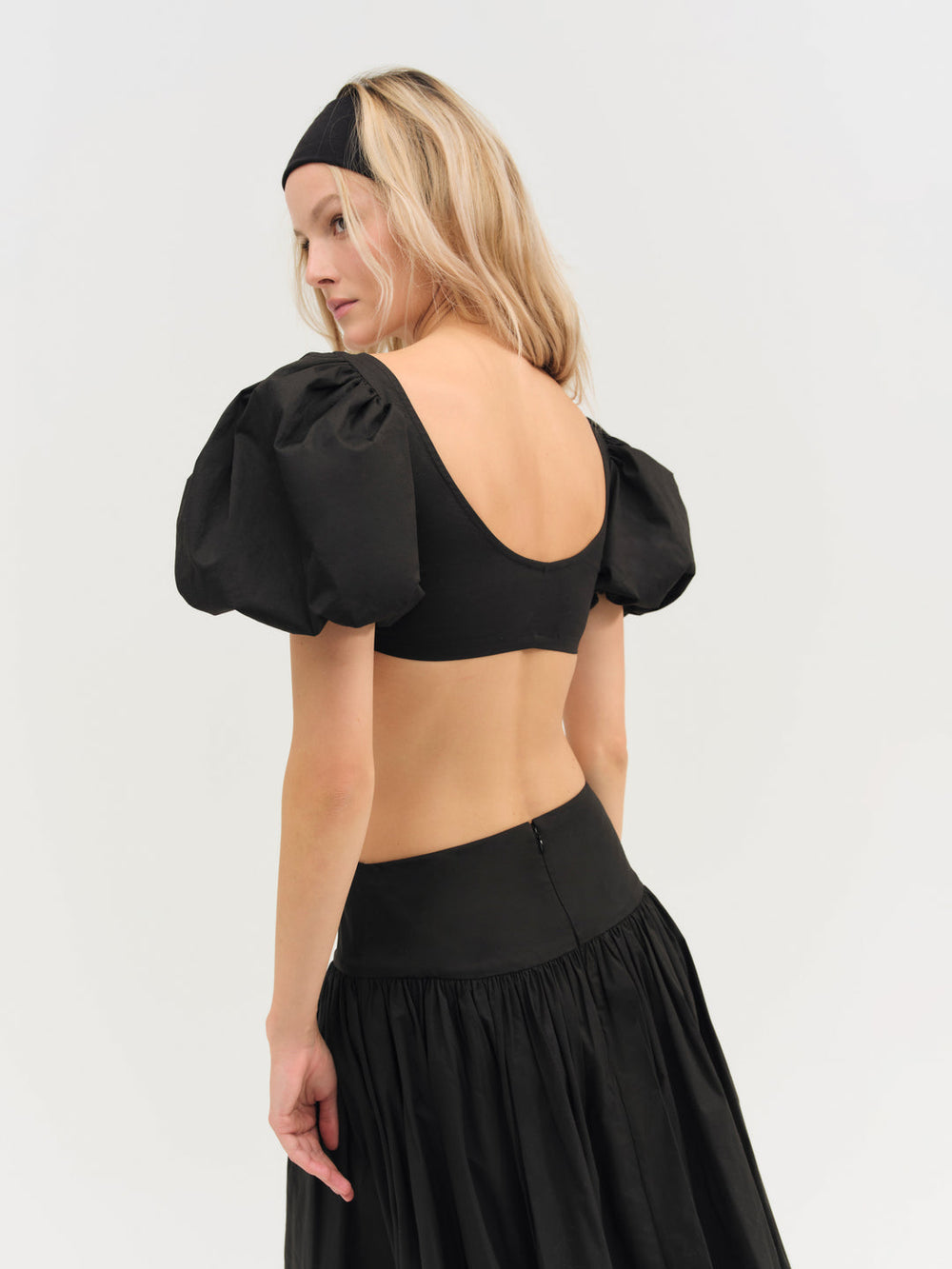Women Helena Crop Poplin Top - Black