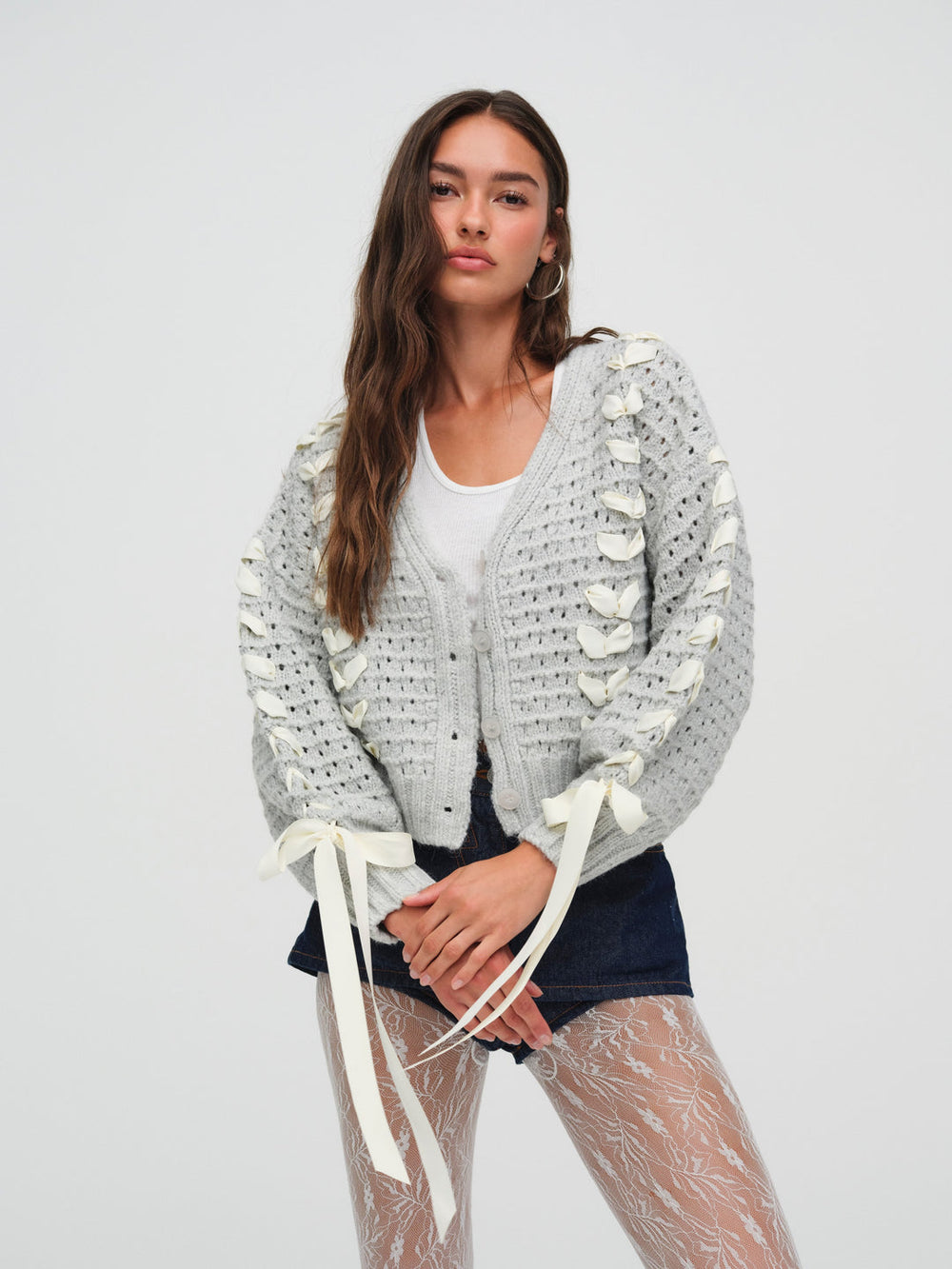 Women Laurel Oversized Cardigan - Grey