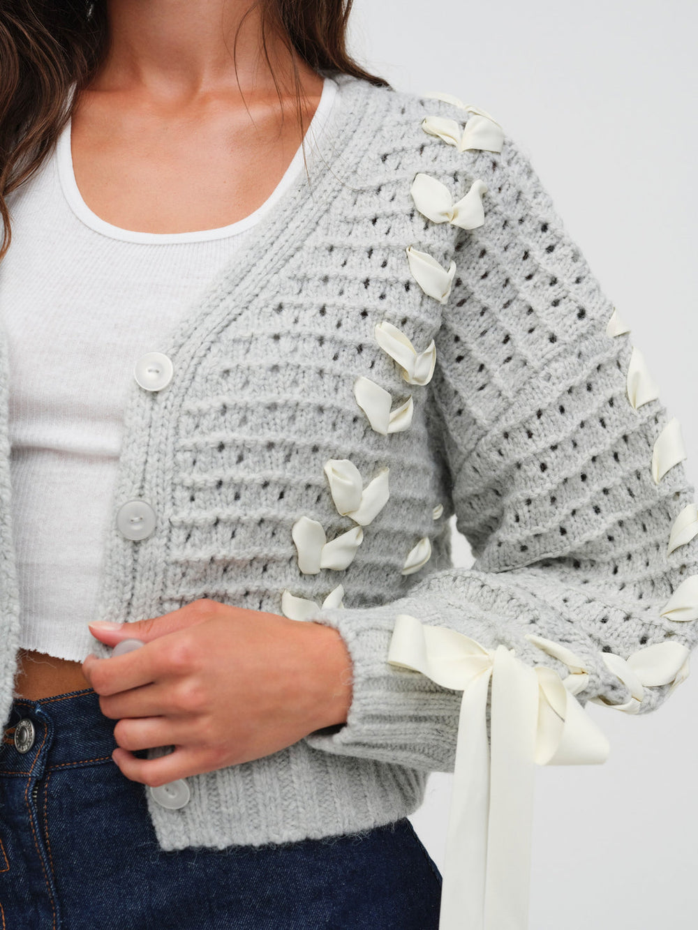 Women Laurel Oversized Cardigan - Grey
