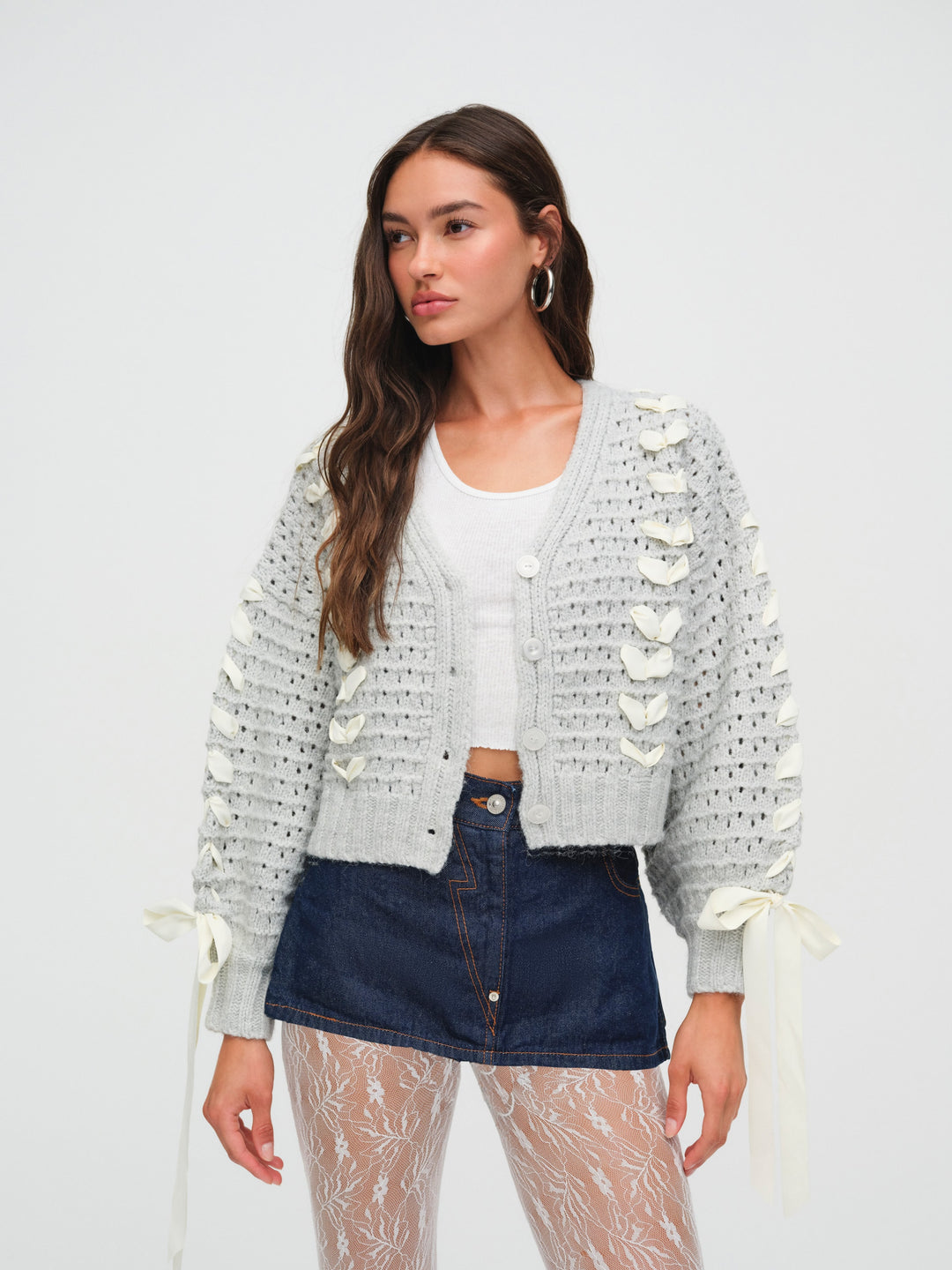 Women Laurel Oversized Cardigan - Grey