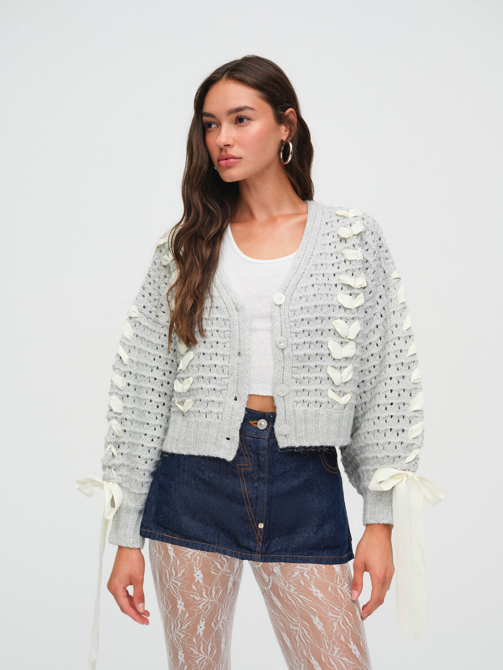 Women Laurel Oversized Cardigan - Grey