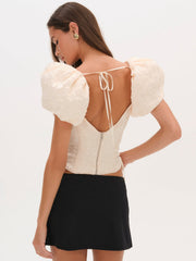 Women Frosted Organza Top - Cream