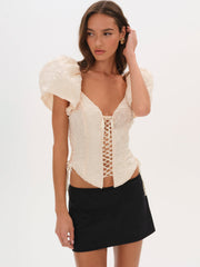 Women Frosted Organza Top - Cream