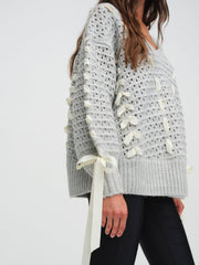 Women Liberty V Neck Sweater - Grey