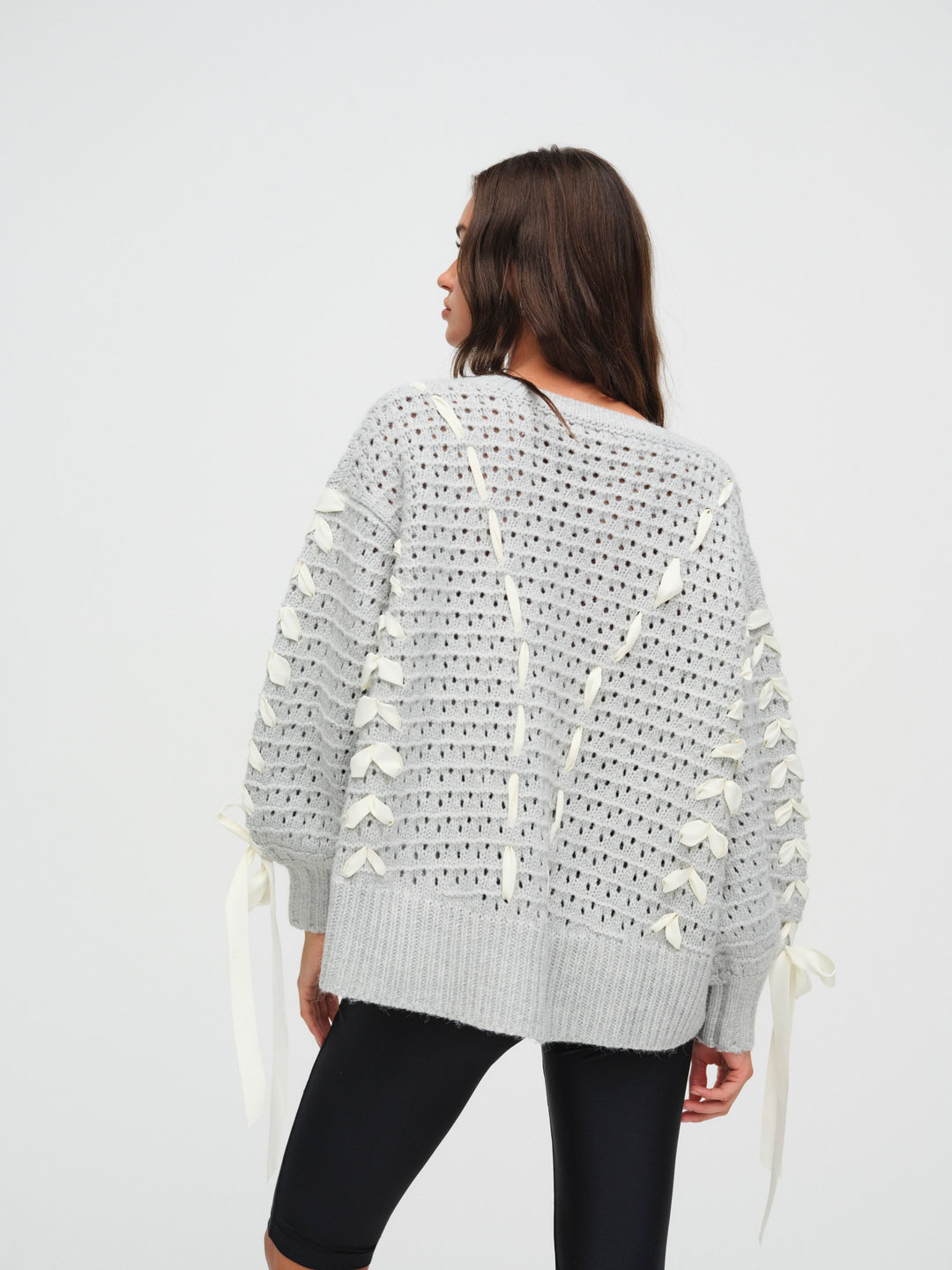 Women Liberty V Neck Sweater - Grey
