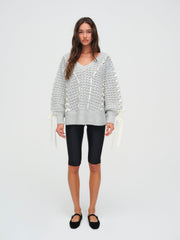 Women Liberty V Neck Sweater - Grey