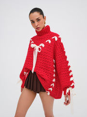 Women Liberty Oversized Sweater - Red