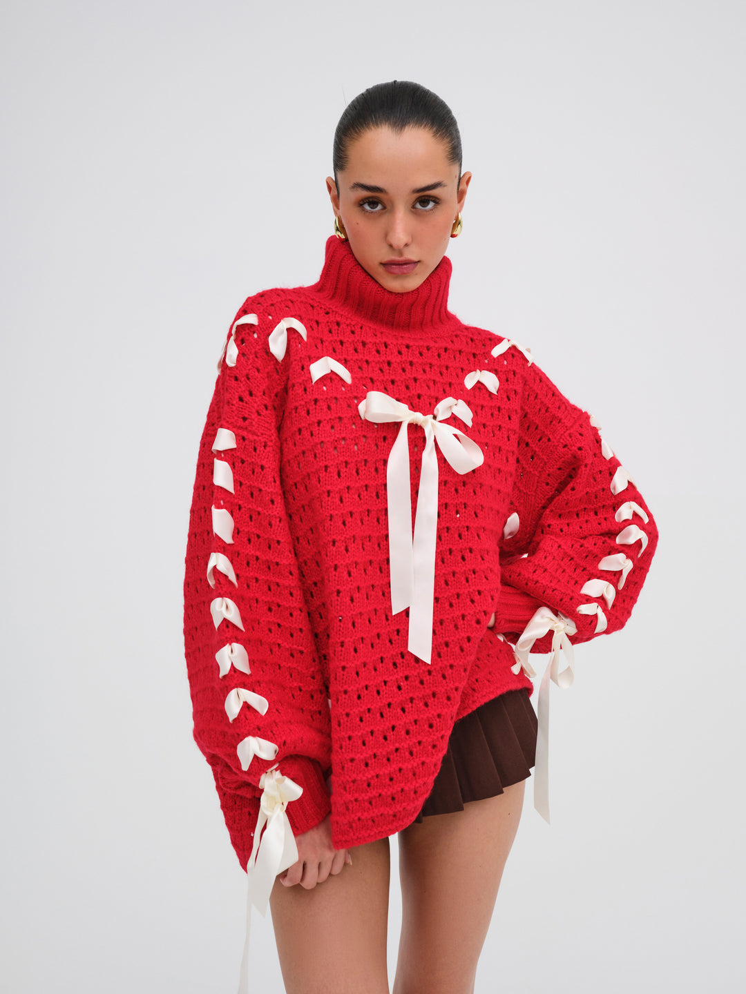Women Liberty Oversized Sweater - Red