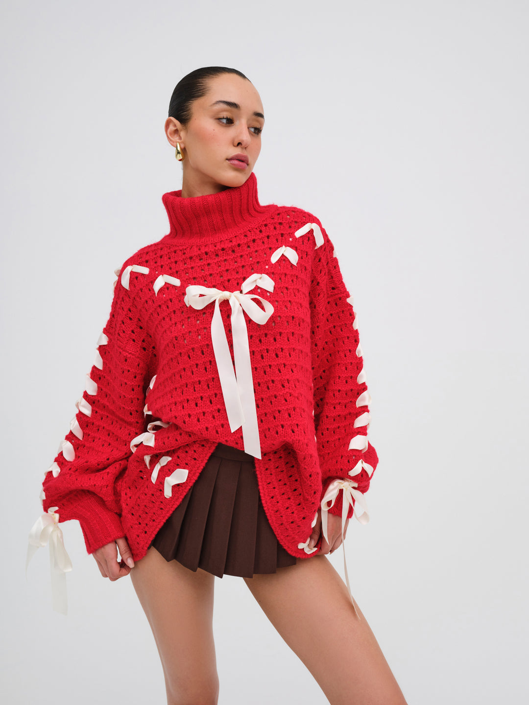 Women Liberty Oversized Sweater - Red