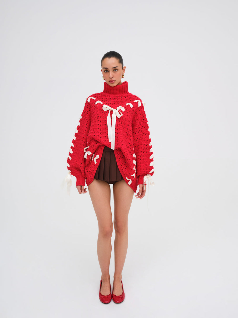 Women Liberty Oversized Sweater - Red