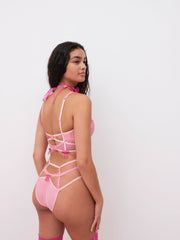 Women Needle Point Roses Bustier - Pink