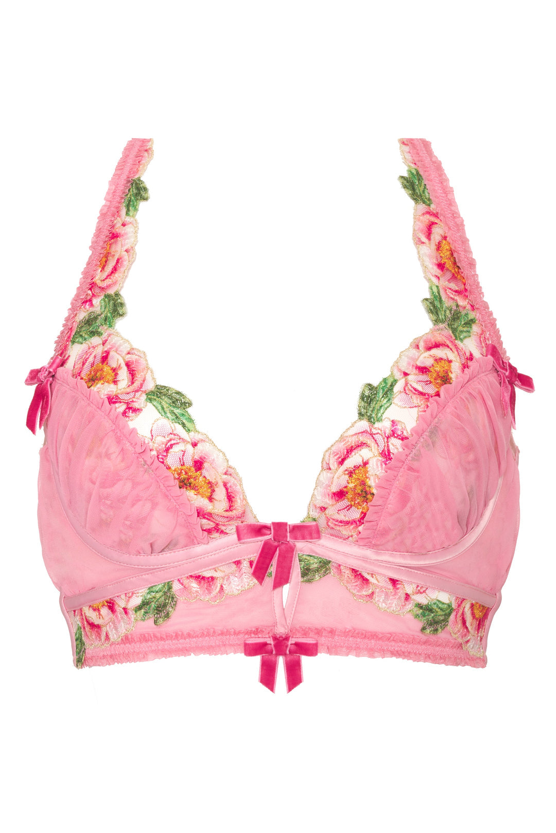 Women Needle Point Roses Bustier - Pink