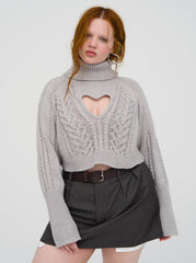Women Vera Cropped Cut Out Sweater - Grey