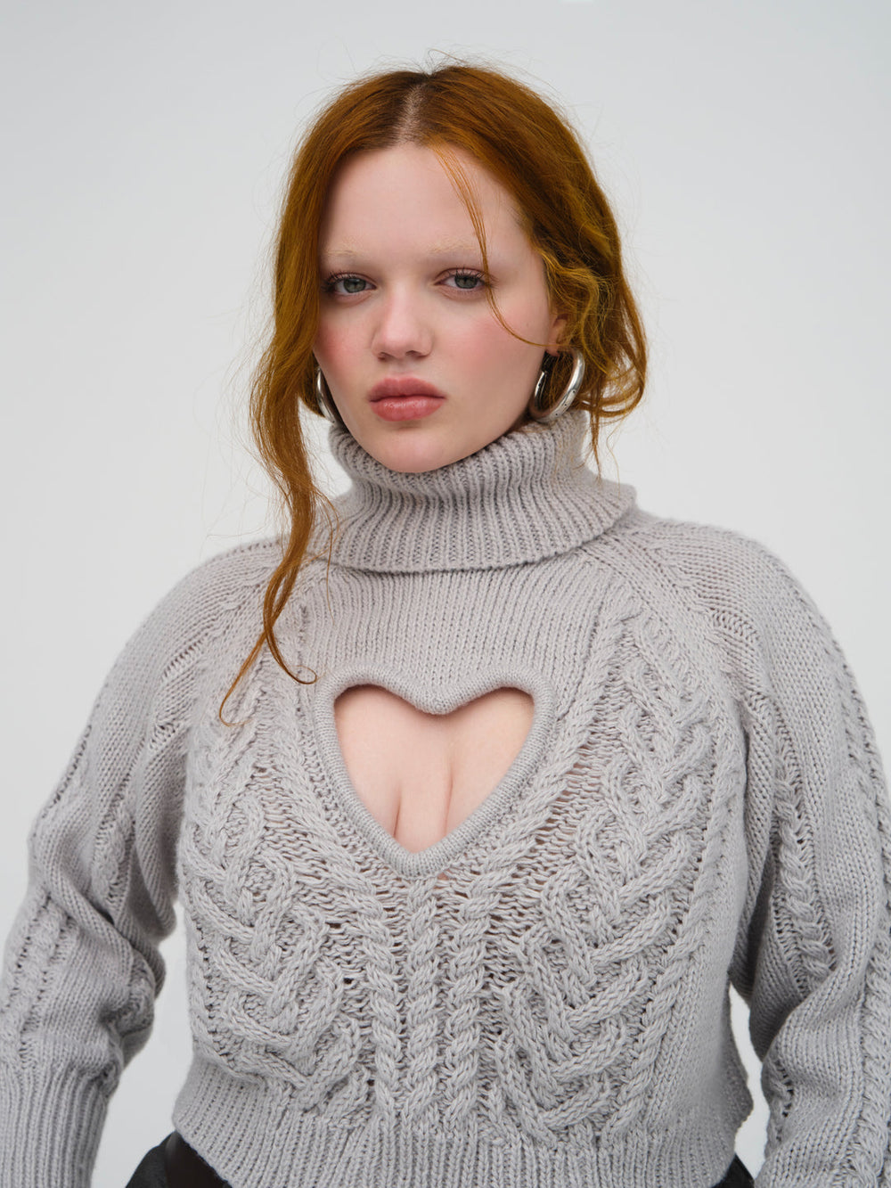 Women Vera Cropped Cut Out Sweater - Grey