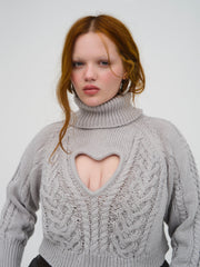 Women Vera Cropped Cut Out Sweater - Grey