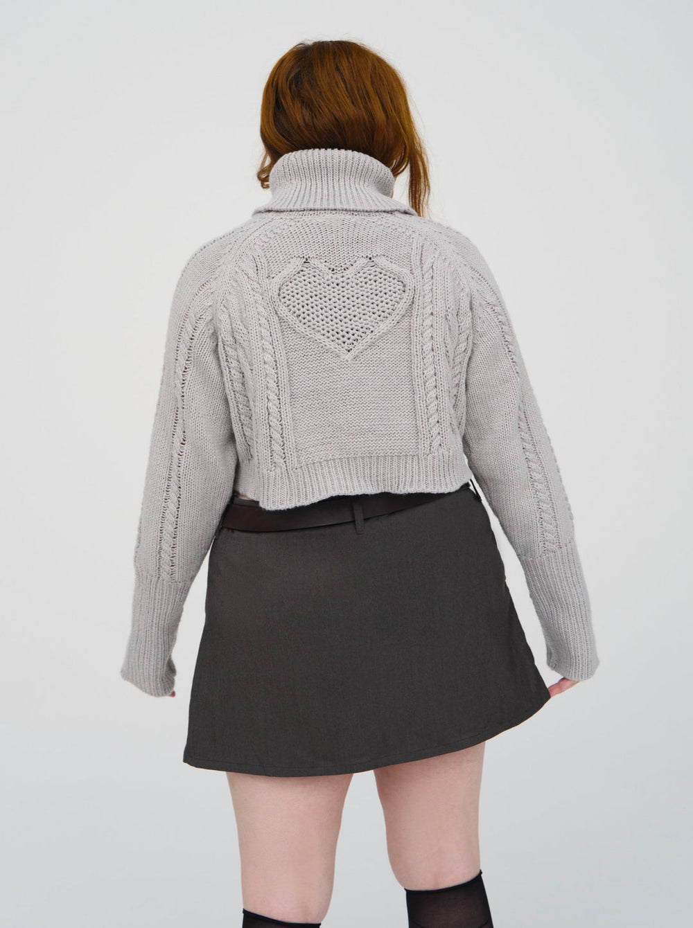 Women Vera Cropped Cut Out Sweater - Grey